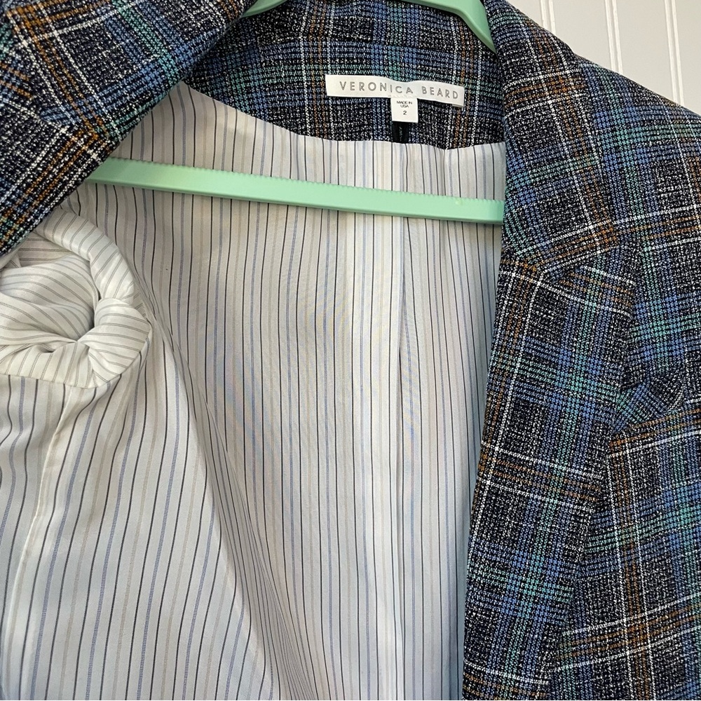 Veronica Beard Martel Dickey Jacket Blue Multi Plaid Blazer size 2 - Picture 6 of 15